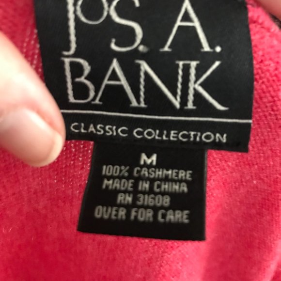Jos A Bank Classic Collection Sz M Mens V Neck Cashmere Sweater Rose Color - Picture 5 of 9